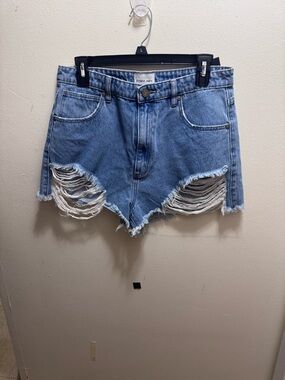 Abrand Light Blue Distressed High-Rise Denim Shorts size 31